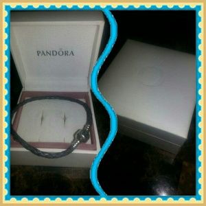 Grey leather pandora bracelet