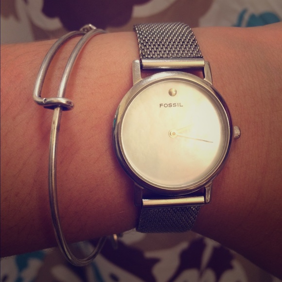 Silver Fossil Watch