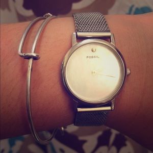 Silver Fossil Watch