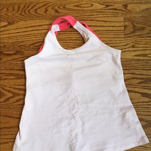 Lululemon hi neck cross back top with melon detail