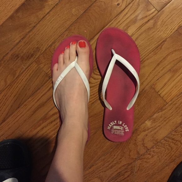 Worn Victoria's Secret pink flip flops!