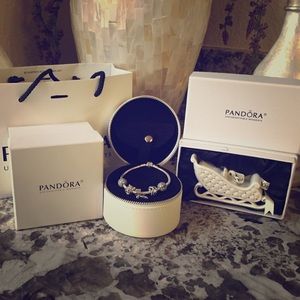Pandora charms and bracelet  with Pandora ornament