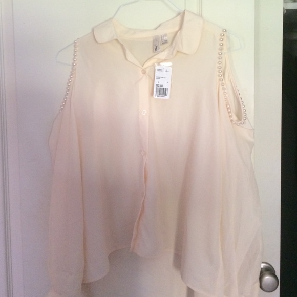 Cream bare shoulder blouse