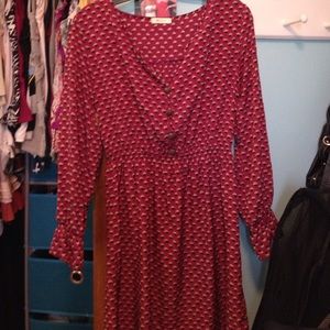 Dark red patterned dress