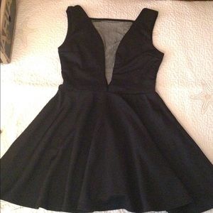 Club L black mesh plunge v-neck dress US 10