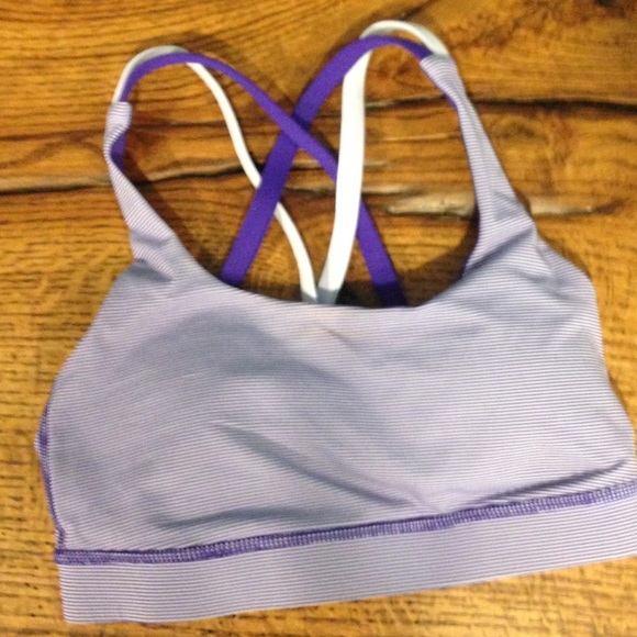 Lululemon purple/white striped energy bra