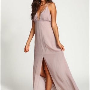 Taupe Strappy Slit Chiffon Maxi Dress Size: Small