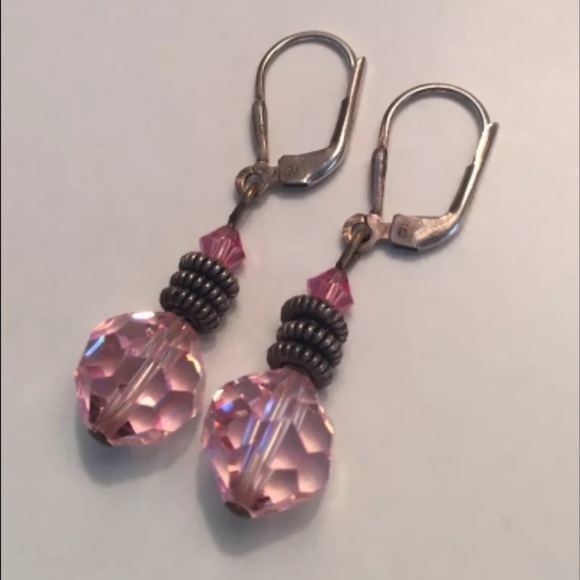Sterling silver pink Swarovski crystal earrings