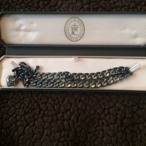 silver pave banner heart starter necklace