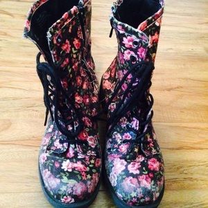 Floral combat boots