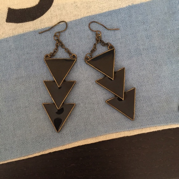 Black triangle drop earrings
