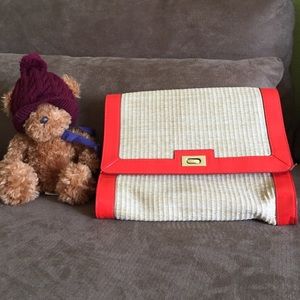 Orange and Tan straw clutch