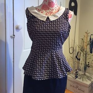 Cute peplum Peter Pan Collar top