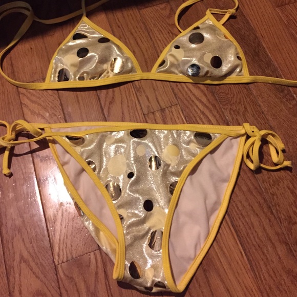 Yellow polka dot bikini! Guess brand.