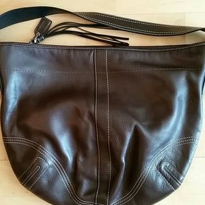 Chocolate brown leather handbag
