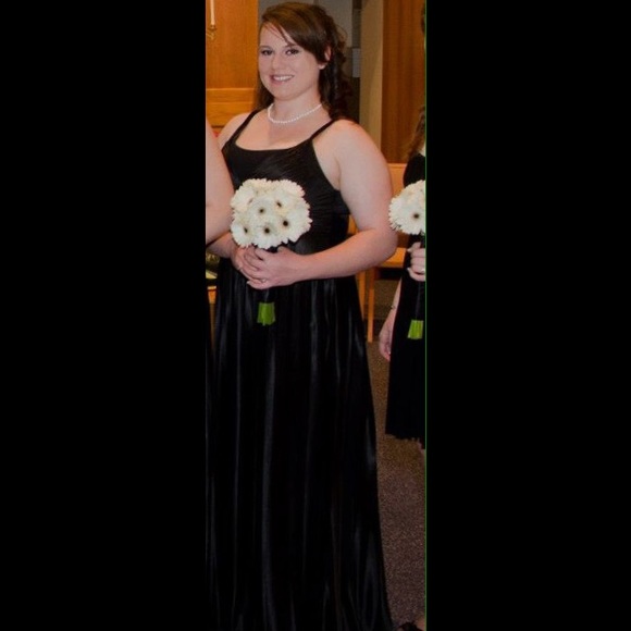 Black satin dress (size L, floor length)