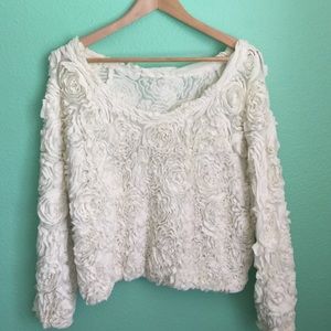 American Apparel 3D floral mesh sweater (white)