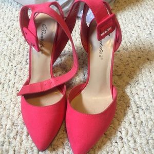pink ankle strap heels