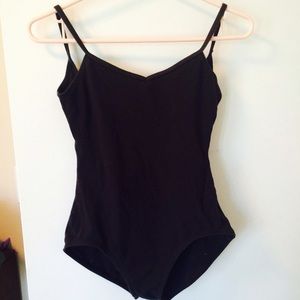 Black leotard with strappy back
