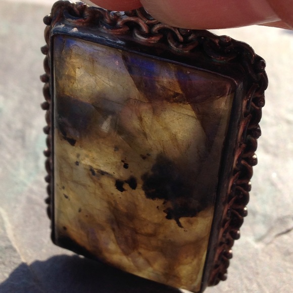 Vintage huge Labradorite Sterling silver pendant - Picture 4 of 4