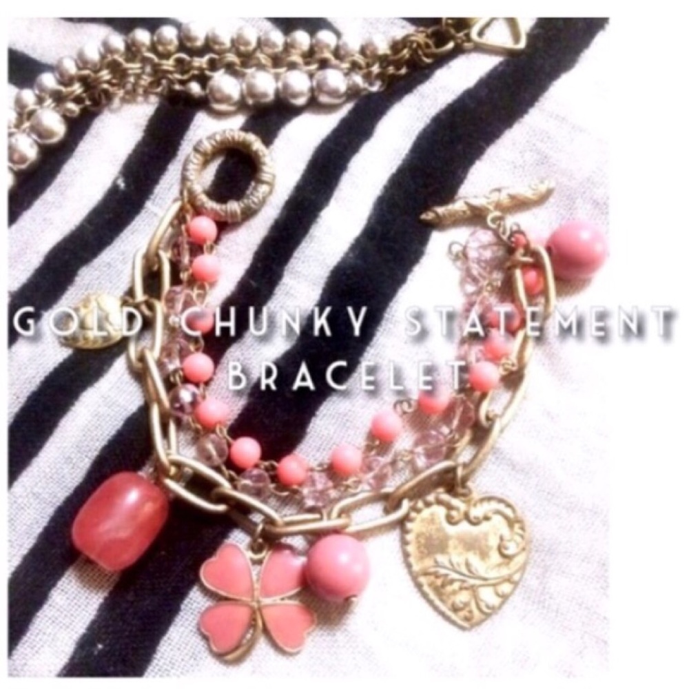 •GOLD & PINK LAYERED BRACELET•