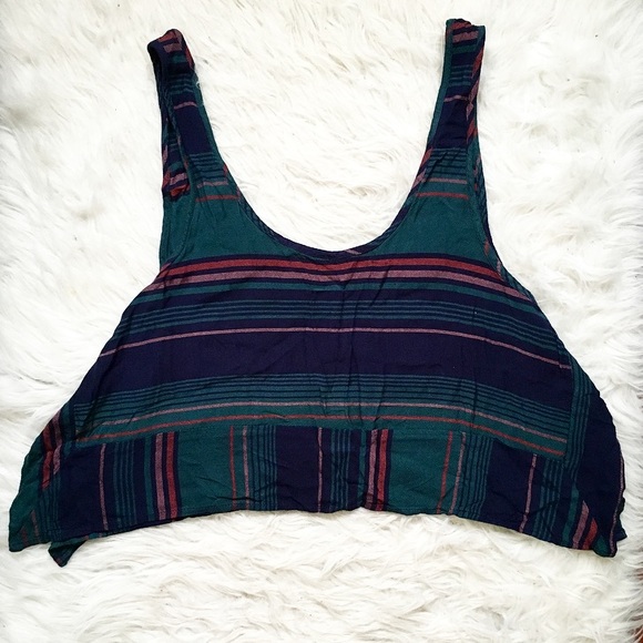 Urban Outfitters Tops - Striped Ruffle Ecote Crop Top