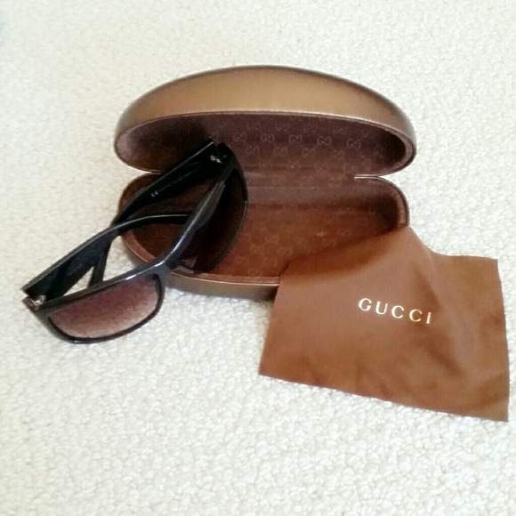 Gucci Plastic Women's Wrap Sunglasses - Dark Brown