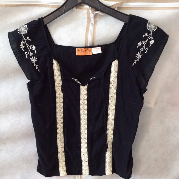 Funky People Black Peasant Top