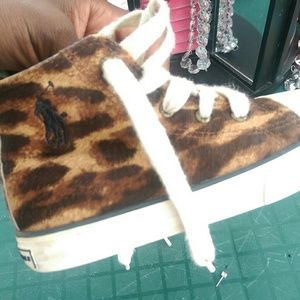 SOLD !!Ralph Lauren polo high top fur sneakers