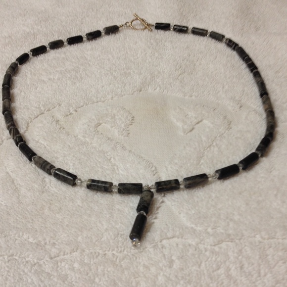 Italian marble & Swarovski Chrystal necklace