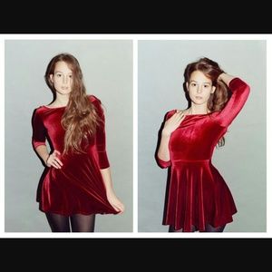 Stretch Velvet Skater Dress