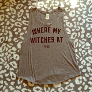 Grey VS Pink "Where My Witches At" Tank