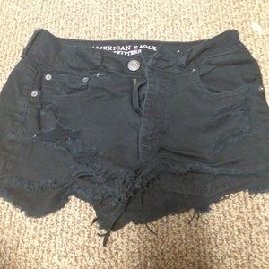 AEO black high waisted festival shorts