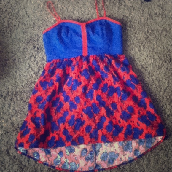 Cute Hi-Low Blue and Orange Flower Dress