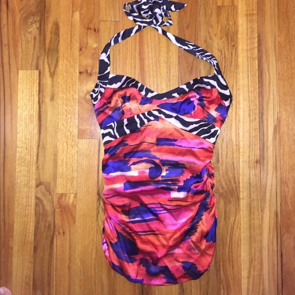 Marciano silk printed halter top size medium