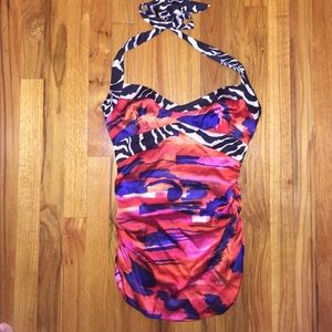 Marciano silk printed halter top size medium