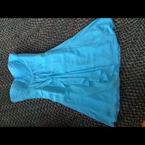 Short blue bridesmaids dress