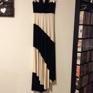 Cream and black striped dress