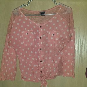 Pink Pokadot Top