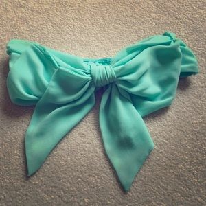 Mint bandeau bow top