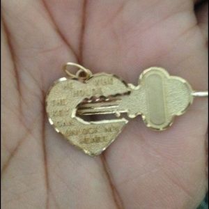 14K gold heart and key charms