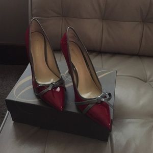 Red with grey piping heels