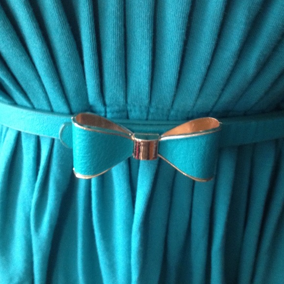 Teal Bow Belt with Gold Trim - Picture 3 of 3