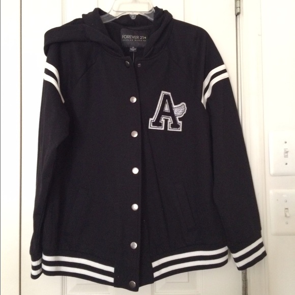 Forever 21 Plus Hooded Letter Jacket 2x
