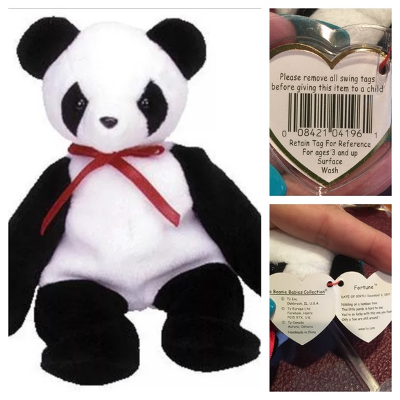 Rare Original "Fortune" Panda Beanie - Picture 2 of 3