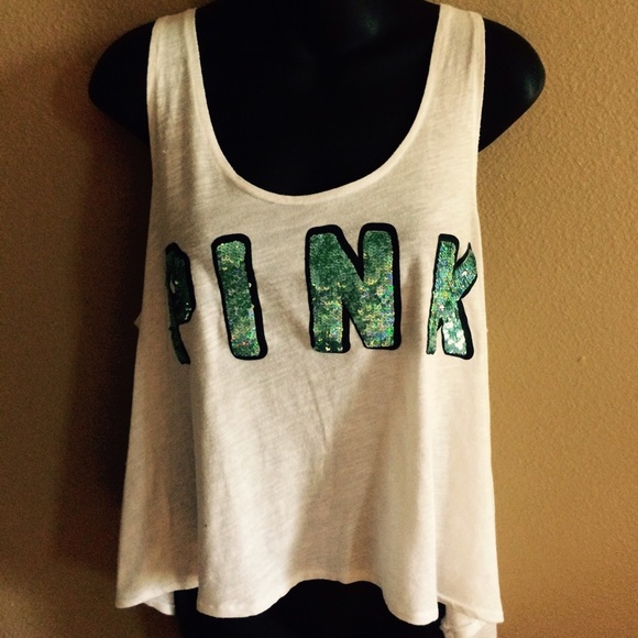 PINK Victoria's Secret Tops - Pink white sparkly hi-lo tank