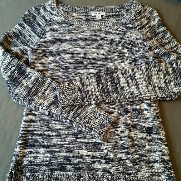 Marled navy and white sweater