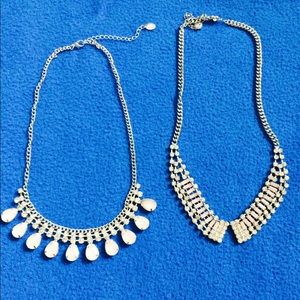 Pair of silver collar necklaces