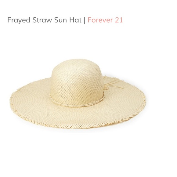 Forever 21 Beige Frayed Straw Sun Hat