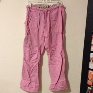 Pink koi scrub pants